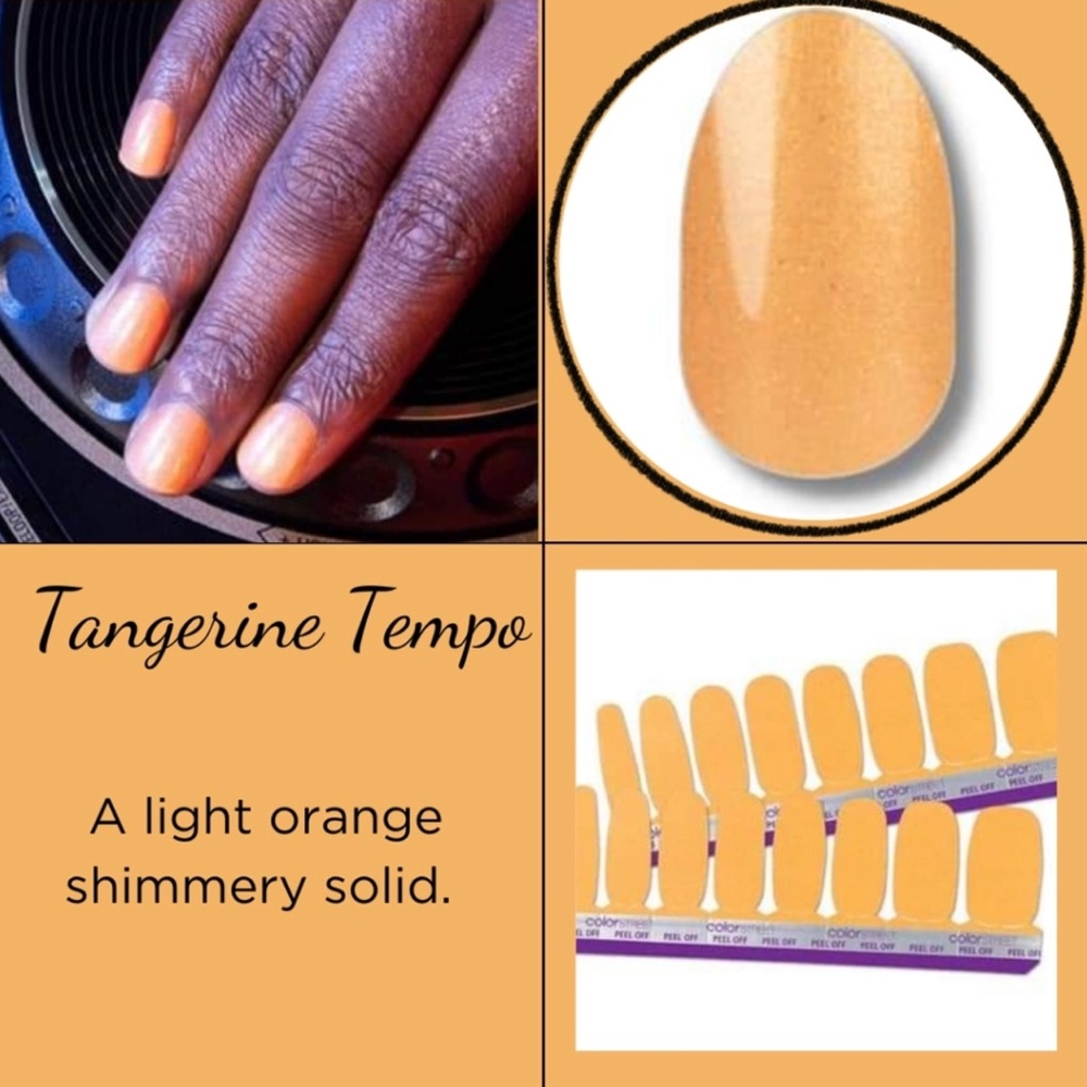 Color Street Tangerine Tempo Light Orange Shimmery Press-On Nails